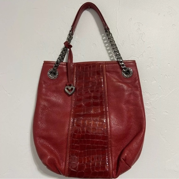 Brighton Red Shoulder Bag with Chain Detail - Picture 1 of 14